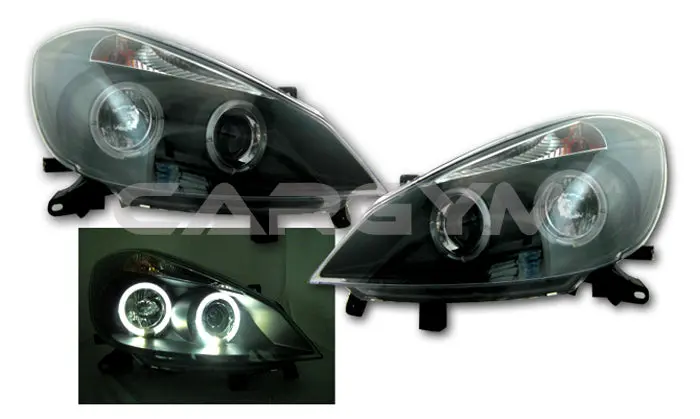 Renault Clio Iii 05-08 Projector Led Angel Eye Black Headlight 1