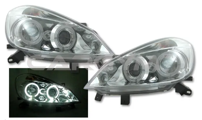Renault Clio Iii 05-08 Projector Led Angel Eye Chrome Headlight 1