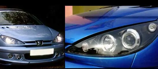 Peugeot 206/206Cc Led Angel Eyes Chrome Projector Headlight 2