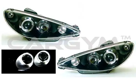 Peugeot 206/206Cc Led Angel Eyes Black Base Projector Headlight 1