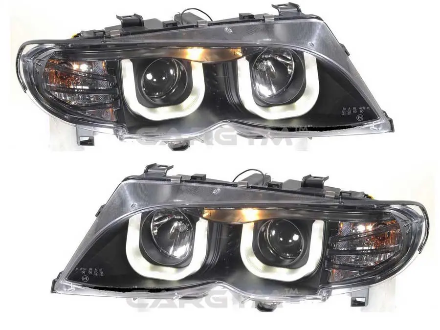 Bmw E46 02-05 Sedan U Shape Led Angel Eyes Projector Headlight 1