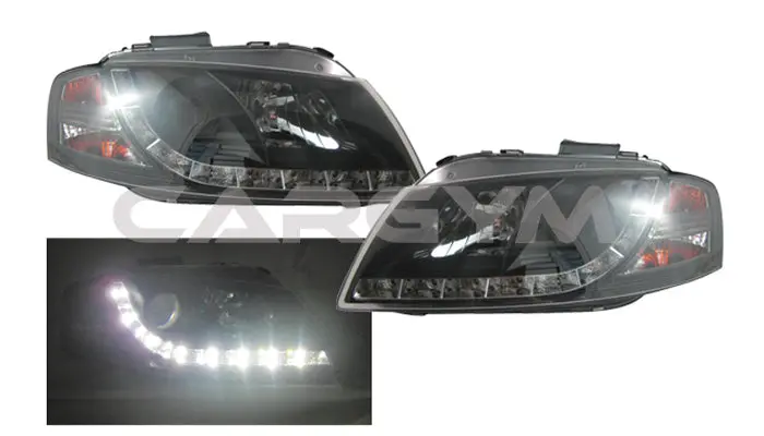 Audi 03-08 A3 8P1 8P Led Drl Devil Eye Black Projector Headlight 1