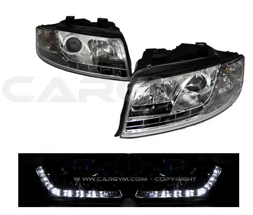 Audi 01-05 A4 S4 B6 Led Drl Devil Eye Chrome Projector Headlight 1