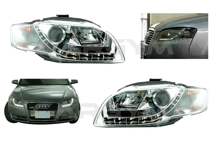 Audi 05-08 A4 S4 B7 Led Drl Devil Eye Chrome Projector Headlight 1
