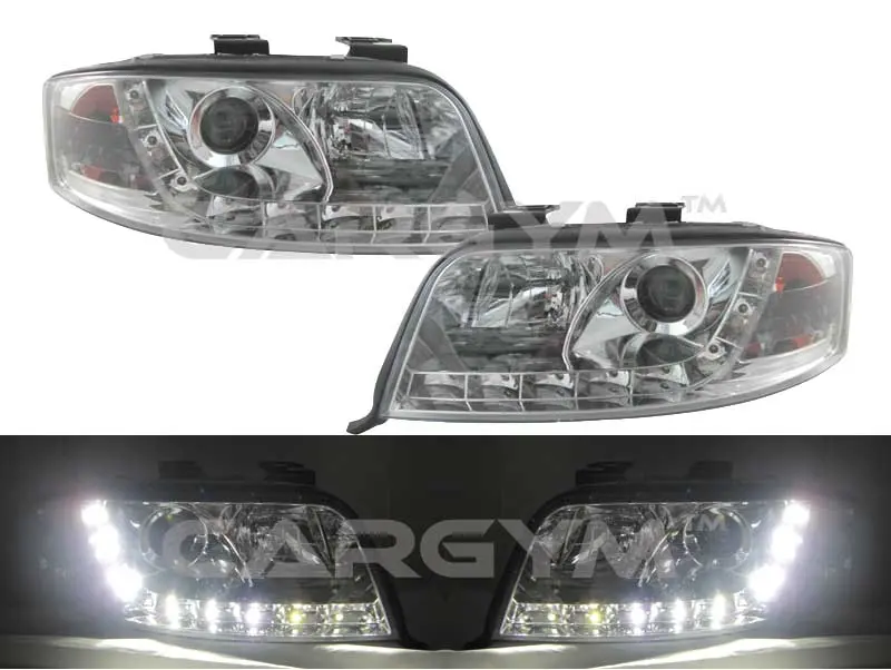Audi 97-01 A6 S6 C5 Led Drl Devil Eye Chrome Projector Headlight 1