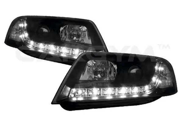 Audi 01-04 A6 S6 C5 Led Drl Devil Eye Black Projector Headlight 1