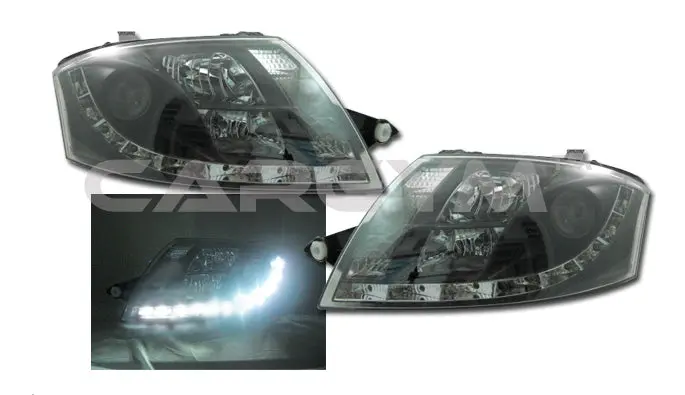 Audi Tt 99-07 Black Housing Led Drl Projector Headlight 1