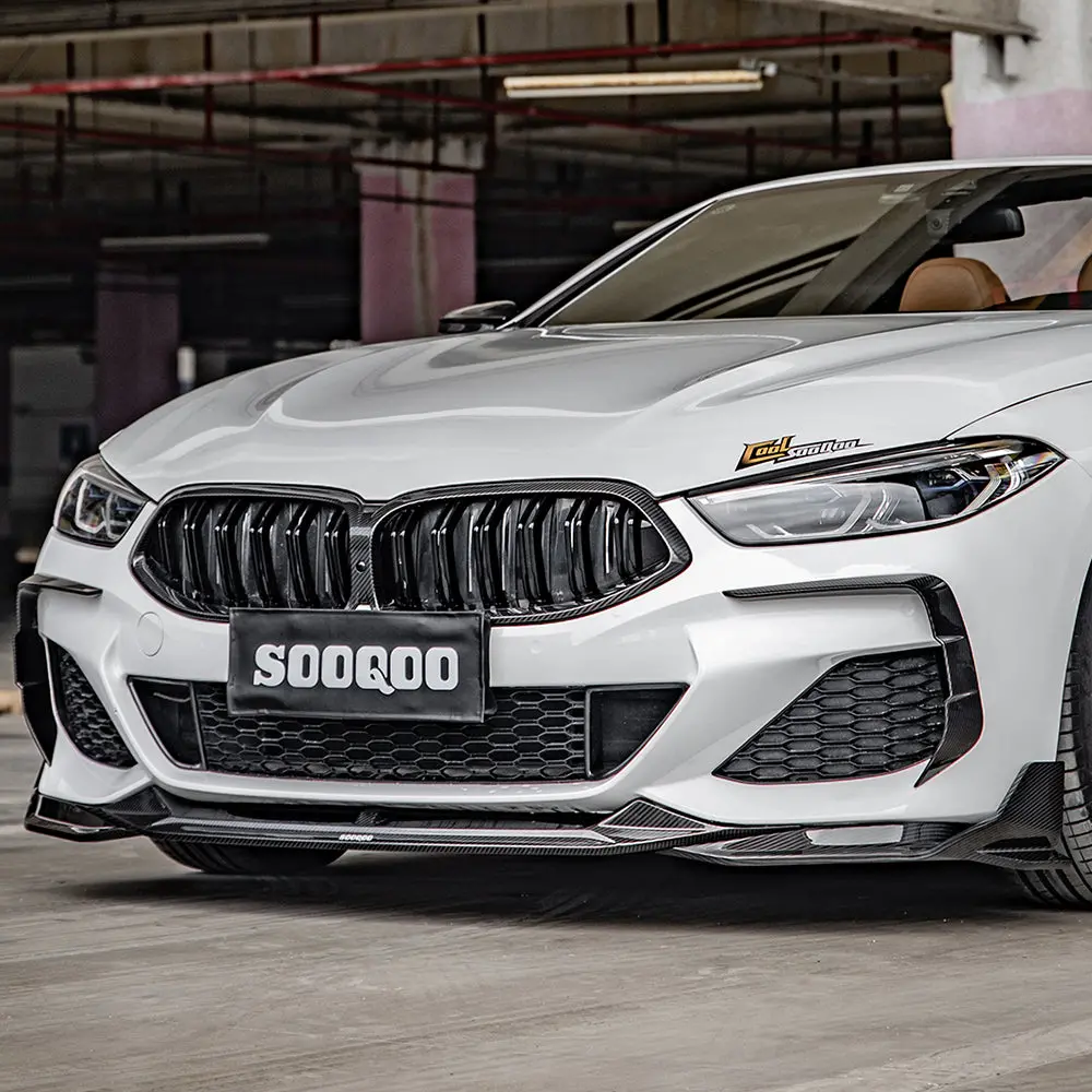Sooqoo Bmw 8-Series G14 G15 G16 Dry Carbon Fiber Front Lip Spoiler 1