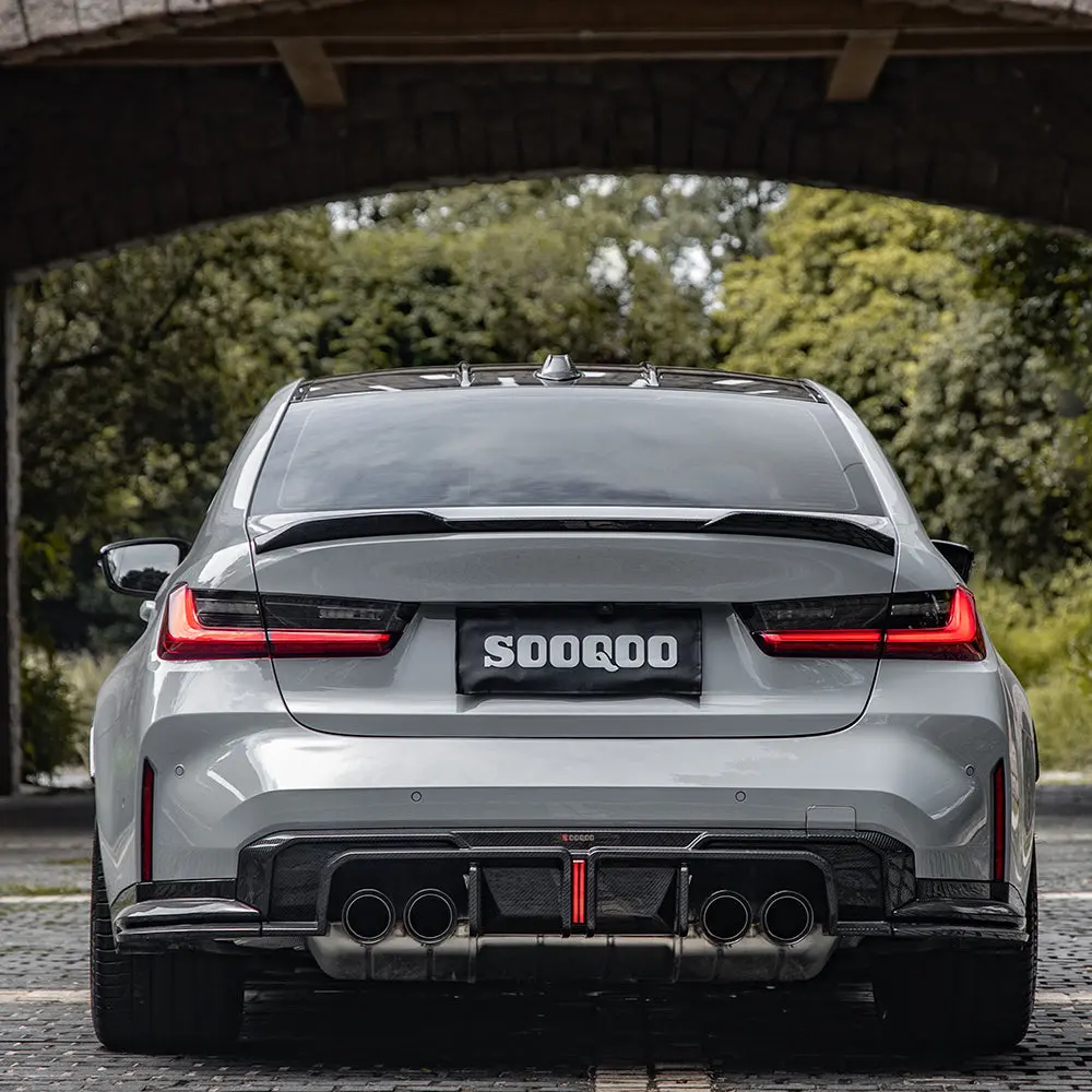 Sooqoo M4 G82 G83 Dry Carbon Fiber Diffuser  W/Led + Side Splitters 1