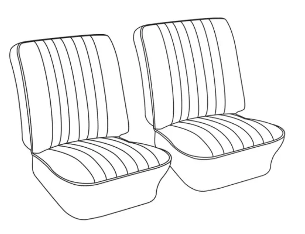 Front Seat Covers, Kombi 1967-73 Black/Smooth Vinyl 1