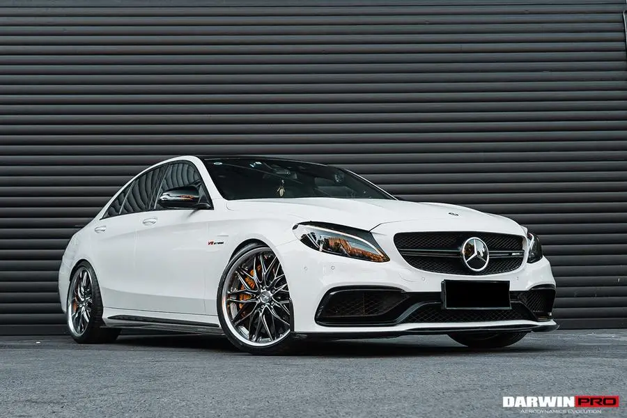 Darwinpro 2015-2021 Mercedes Benz W205 C63/S Amg Sedan Bkss Style Carbon Fiber Front Lip Spoiler 1