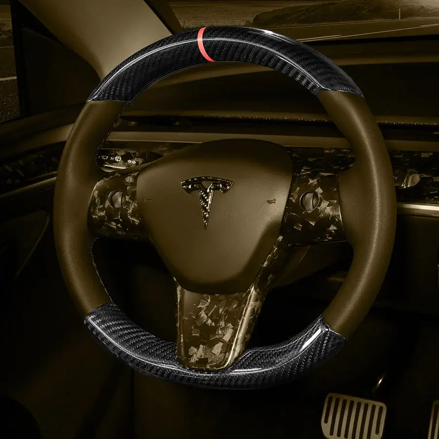 Carbonati Usa Tesla Model 3 / Model Y Dry Carbon Fiber Steering Wheel Stalk Covers 1