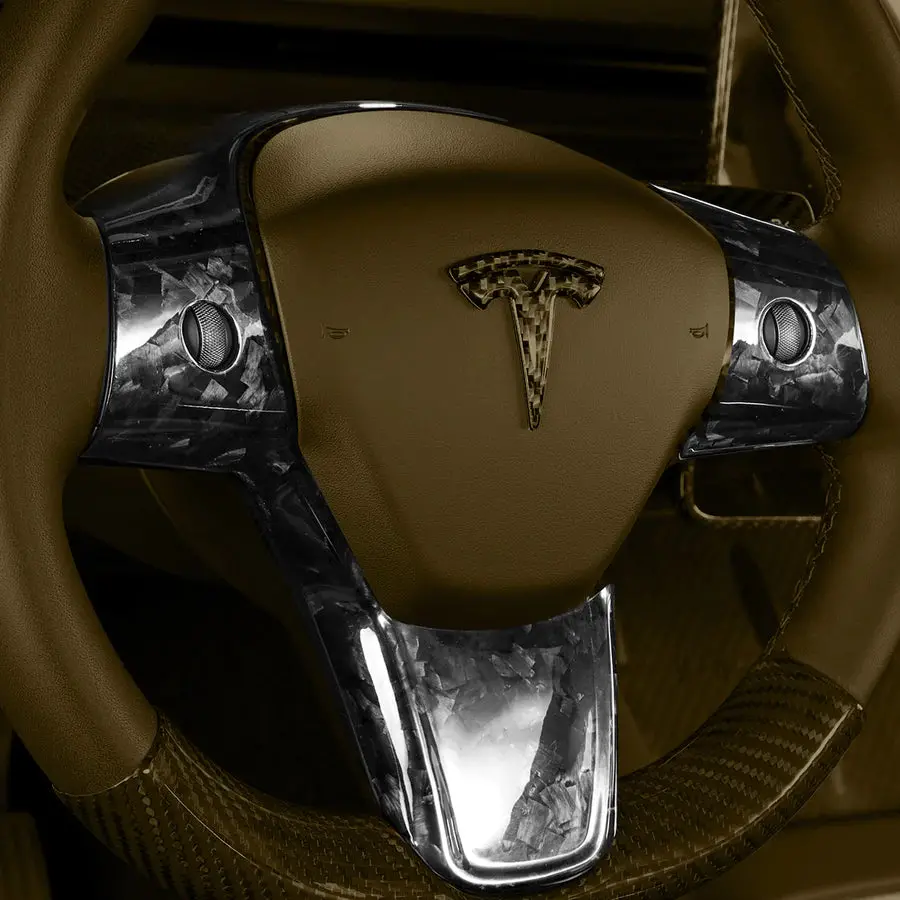 Carbonati Usa Tesla Model 3 / Model Y Dry Carbon Fiber Steering Wheel Top Cap Covers 5