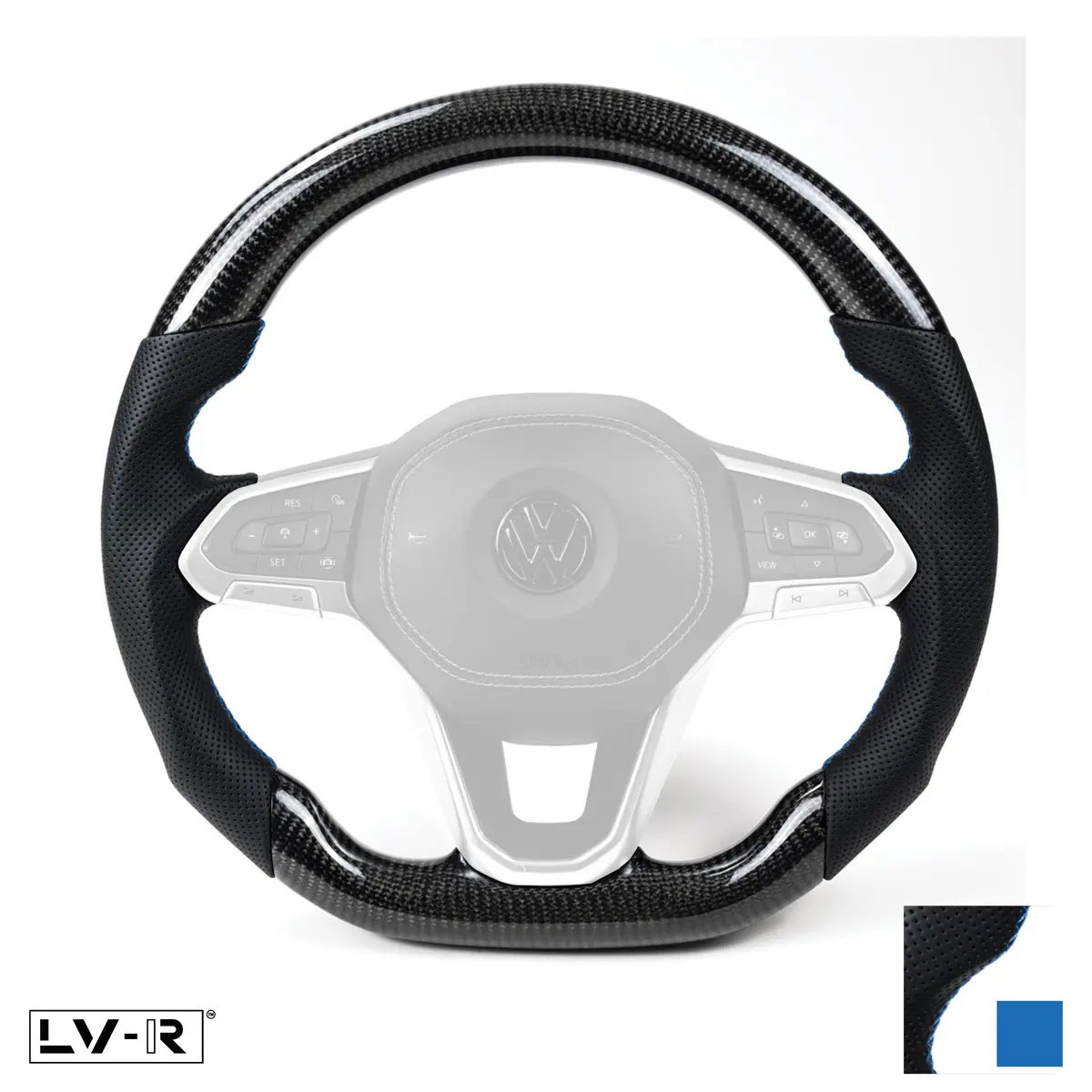 Carbon Flat Bottom T6.1 Wheel - Blue 1