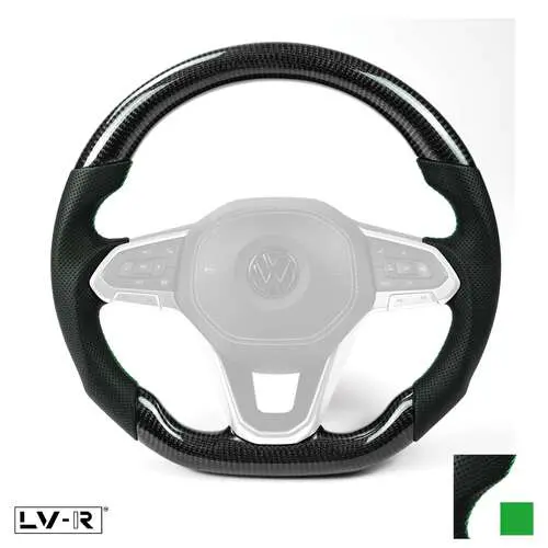 Carbon Flat Bottom T6.1 Wheel - Green 1