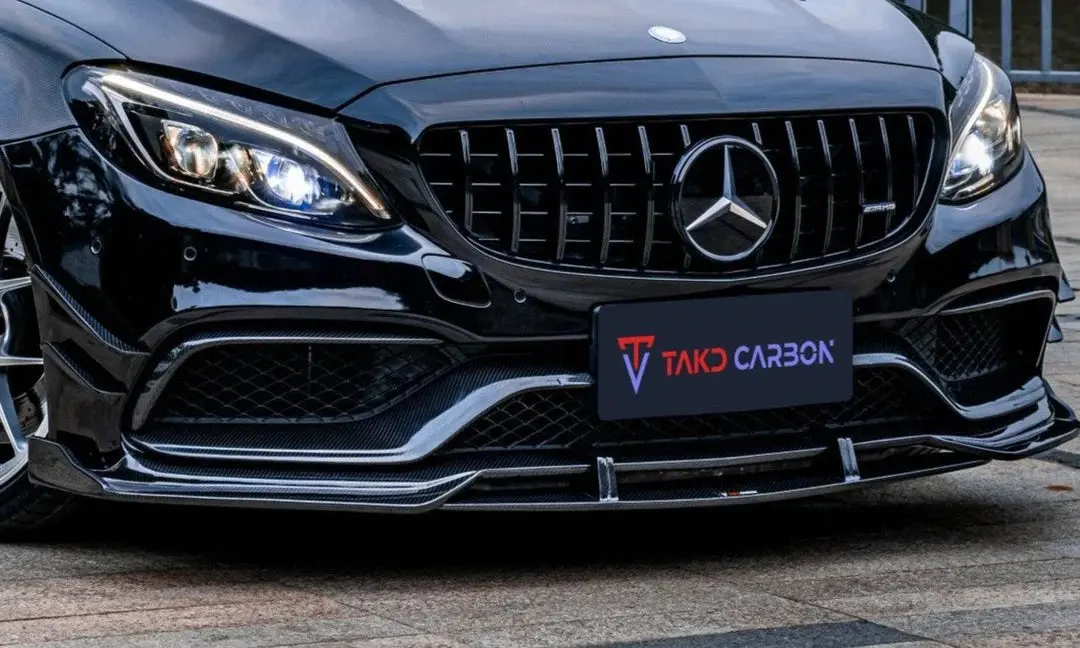 Takd Carbon Dry Carbon Fiber Front Bumper Trim Lower Grill Surround For Mercedes-Benz C63 C63s 2015+ C C205 Coupe / W205 Sedan / S205 1