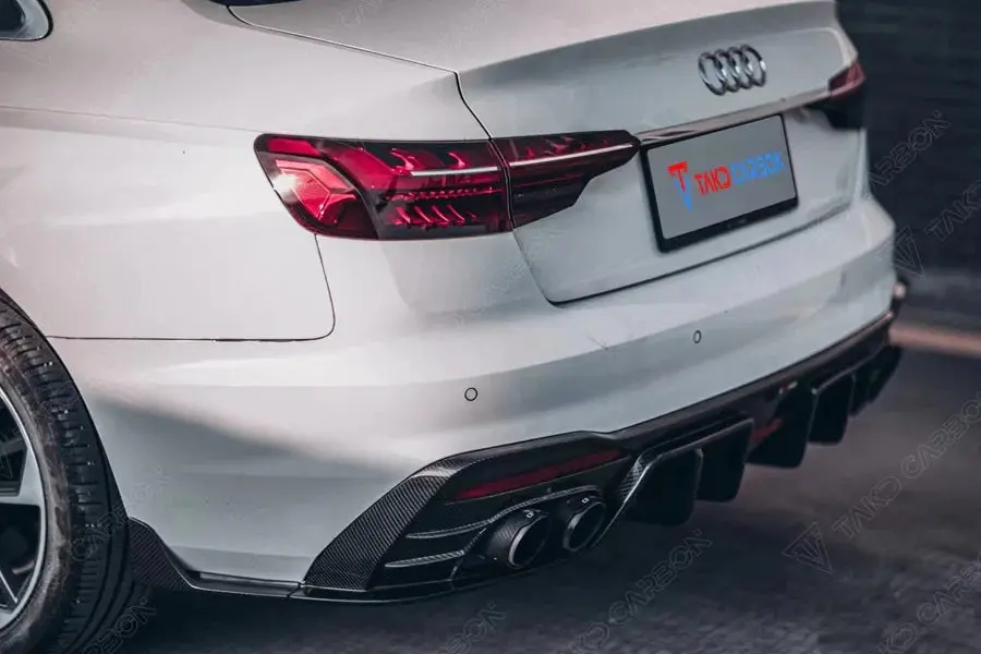Takd Carbon Dry Carbon Fiber Rear Diffuser & Rear Canards Ver.2 For Audi S4 & A4 S-Line B9.5 2020+ 1