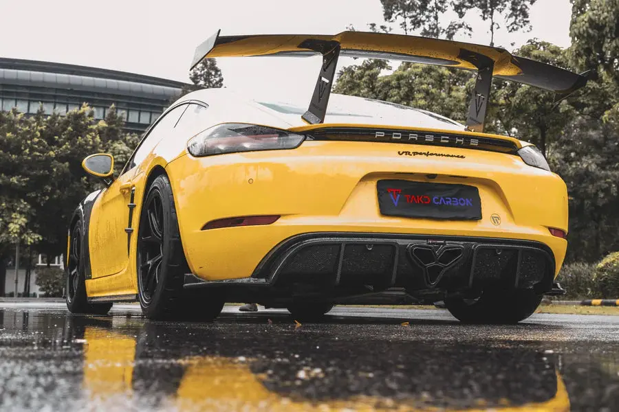 Takd Carbon Dry Carbon Fiber Rear Wing Spoiler Ver. I For Porsche 718 Cayman 1