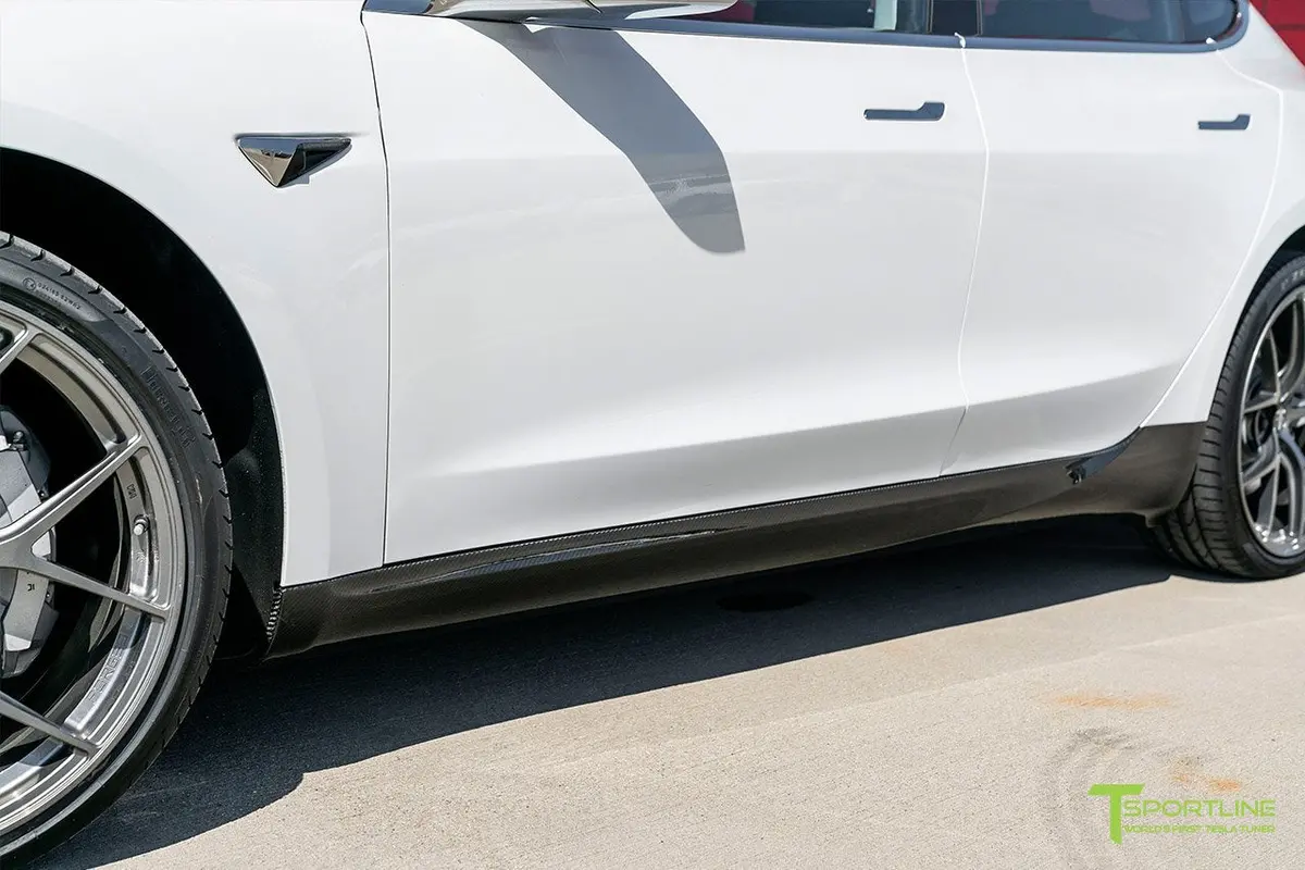 T-Sportline Tesla Model 3 Carbon Fiber Side Skirts (Set Of 2) 1