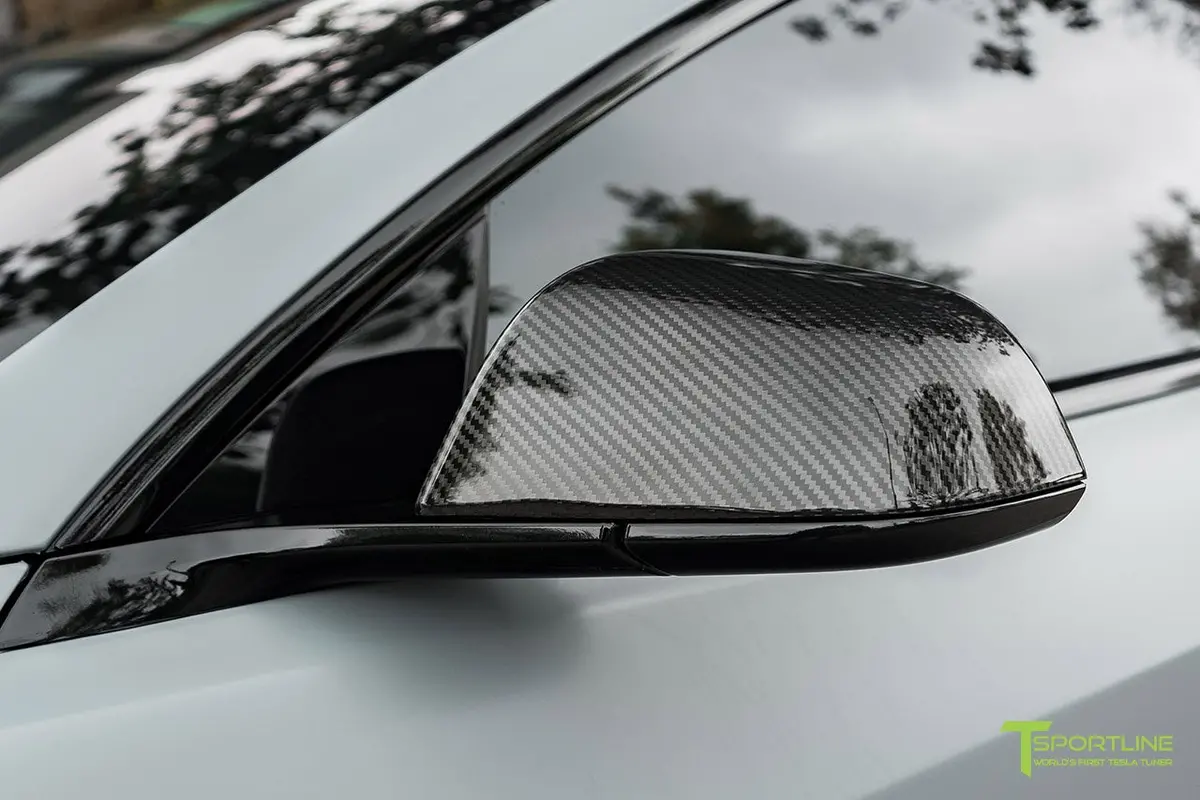 T-Sportline Tesla Model 3 Carbon Fiber Side Mirror Caps (Set Of 2) 1