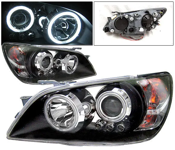 Lexus Is200 Is300 Projector Black Headlight W/Ccfl Angel Eyes 1