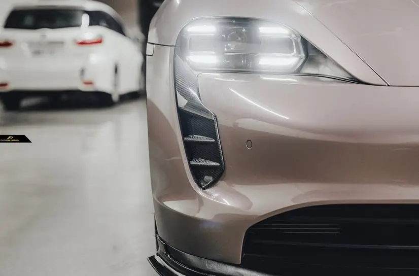 Future Design Carbon Fiber Front Bumper Vent Trim For Porsche Taycan 2020+ 1