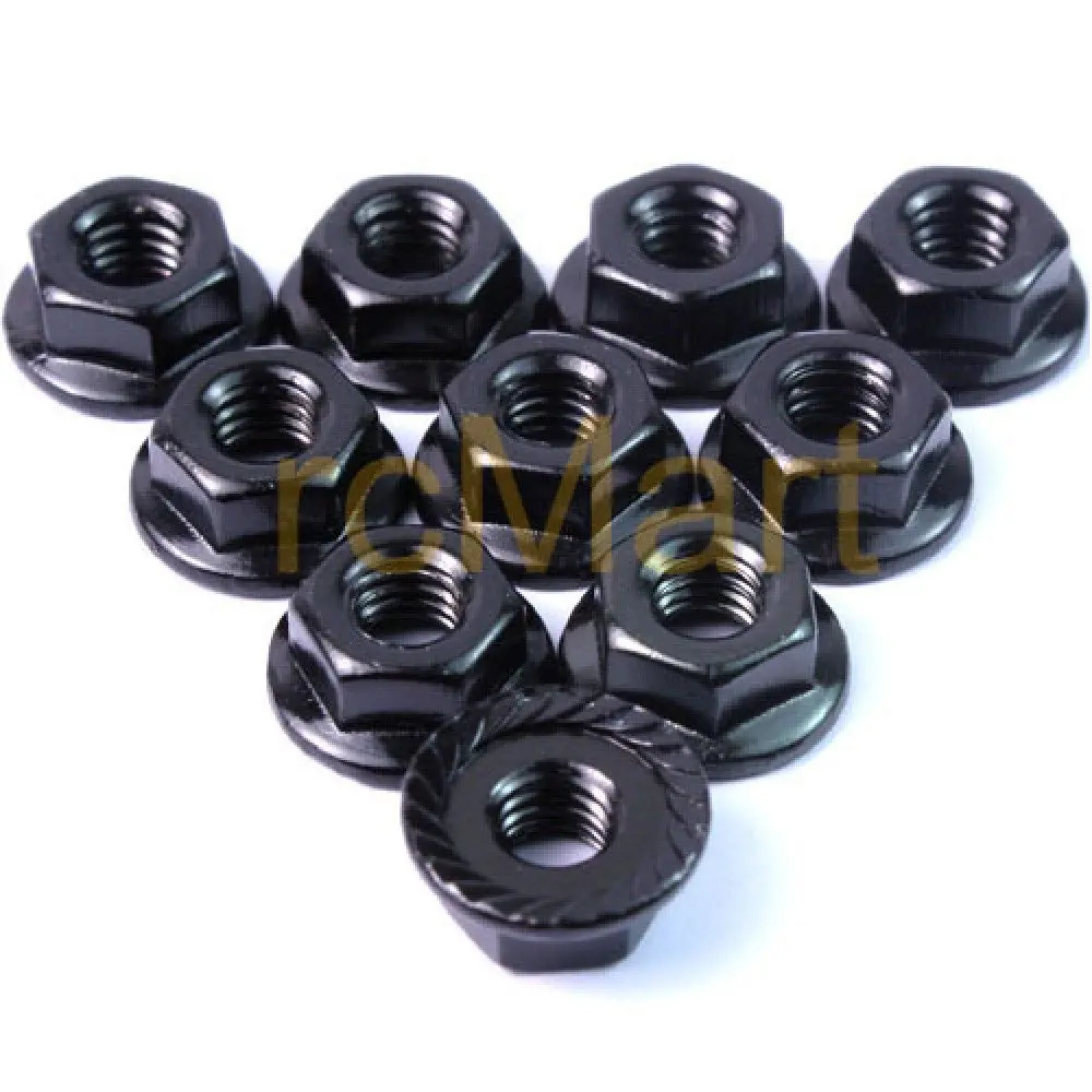 Ln-M4s-Bk 4Mm Al. Serrated Lock Nuts - 10Pk 1
