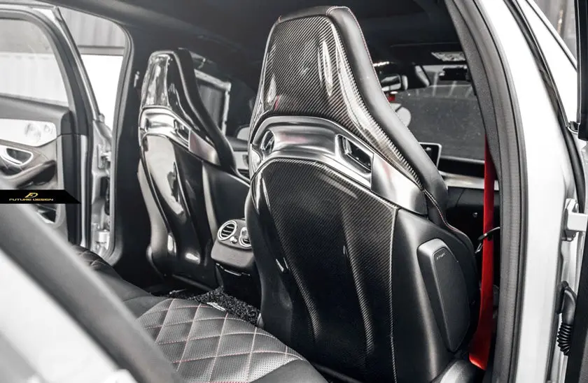Future Design Carbon Fiber Front Seat Back Trim For W205 W117 1