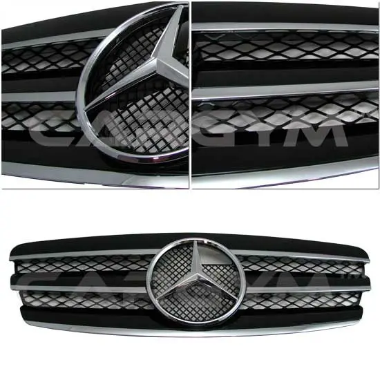 Mercedes-Benz 03-07 W211 E-Class Black & Chrome Front Grill Set 1