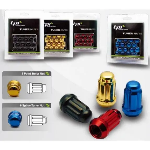 Tpi Spline Drive Nut Set Black M12x1.25 With Lock Nuts 20Pcs 1