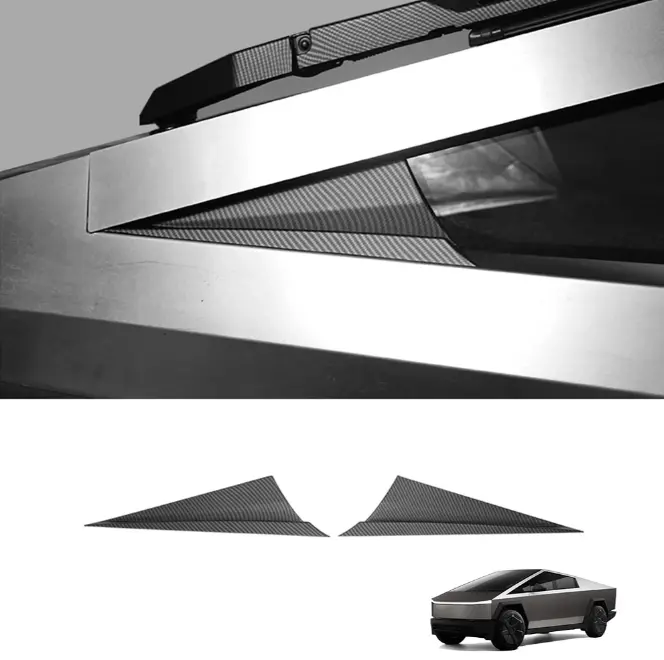 A-Pillar Triangle Spoiler Covers For Cybertruck | Abs Carbon Fiber Pattern | Tesery 1