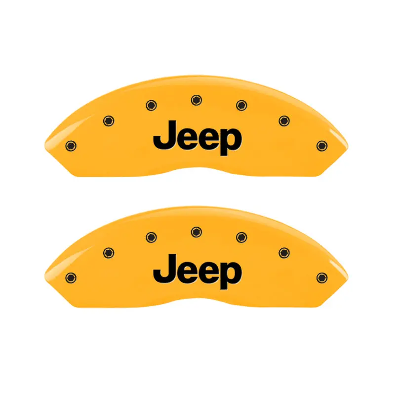 Mgp Engraved Caliper Covers – Front & Rear, Yellow Finish With Black Chrome Accents, Fits 2006 Jeep Wrangler 1