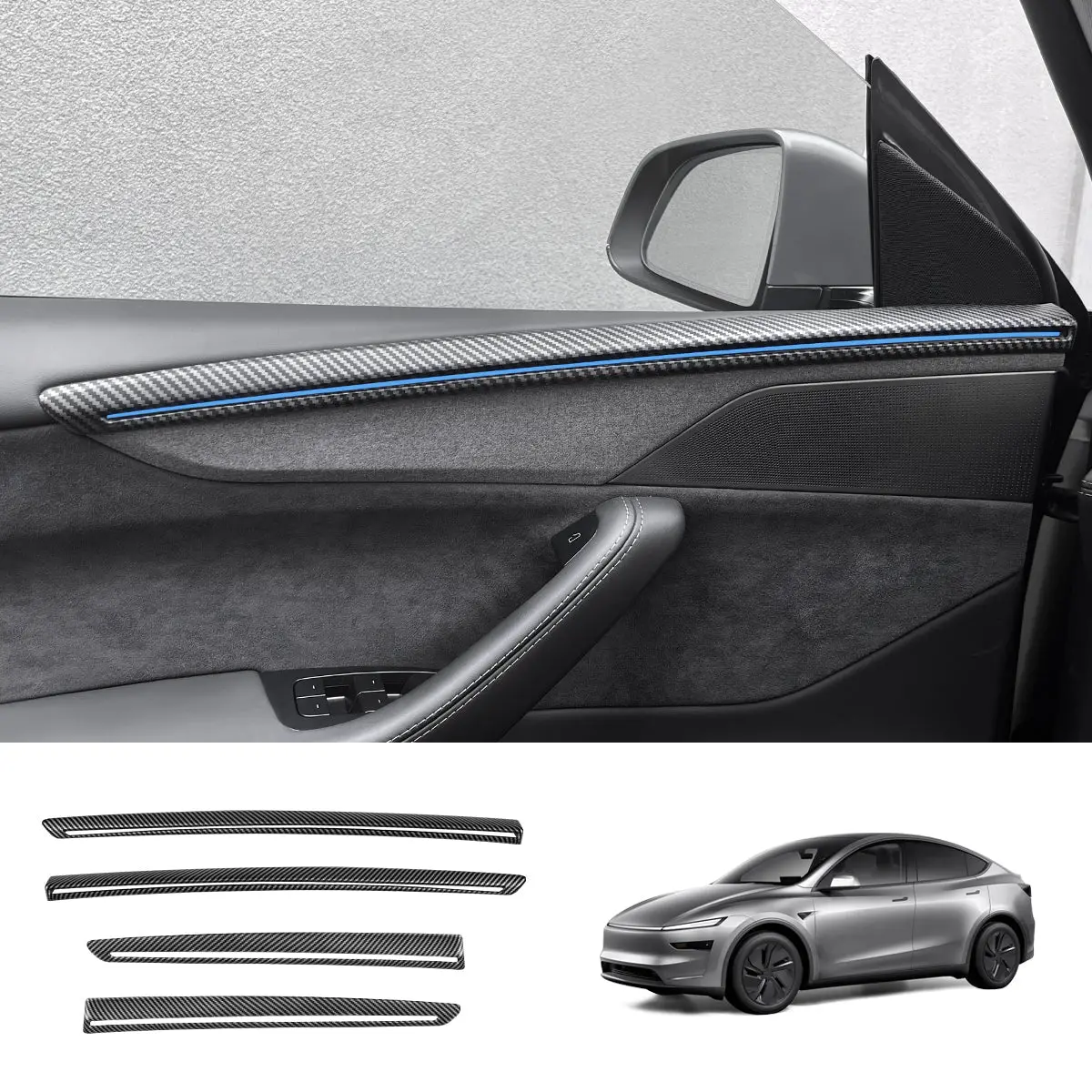 Abs Interior Door Panel Upper Trim Covers (4Pcs) For Tesla Model Y Juniper 1
