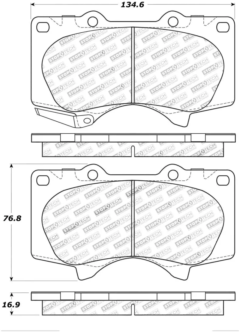 Stoptech 05-17 Toyota Tacoma W/6 Lug Holes Wheels Street Performance Front Brake Pads 1