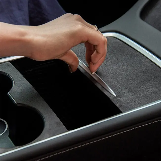 Alcantara Center Console Wrap For Tesla Model 3 Highland / Y 1