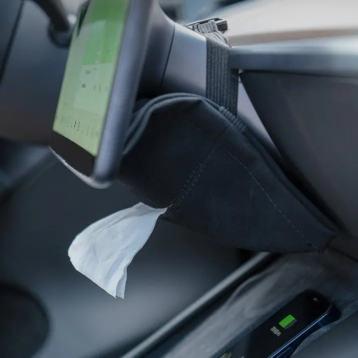Alcantara Hidden Tissue Box For Tesla Model 3 & Model Y 1