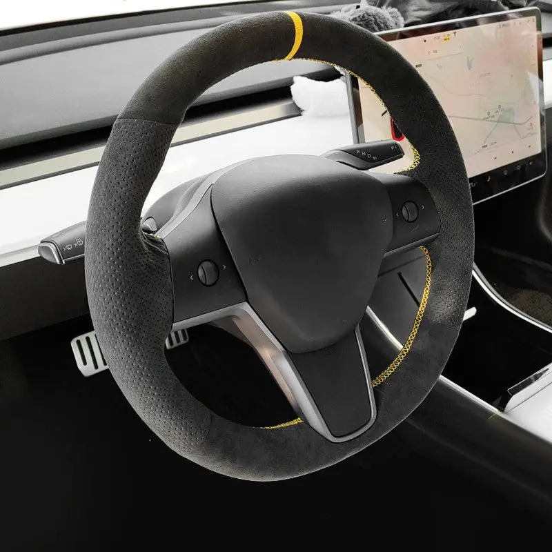 Tesery Alcantara Steering Wheel Cover For Model 3 / Y 6