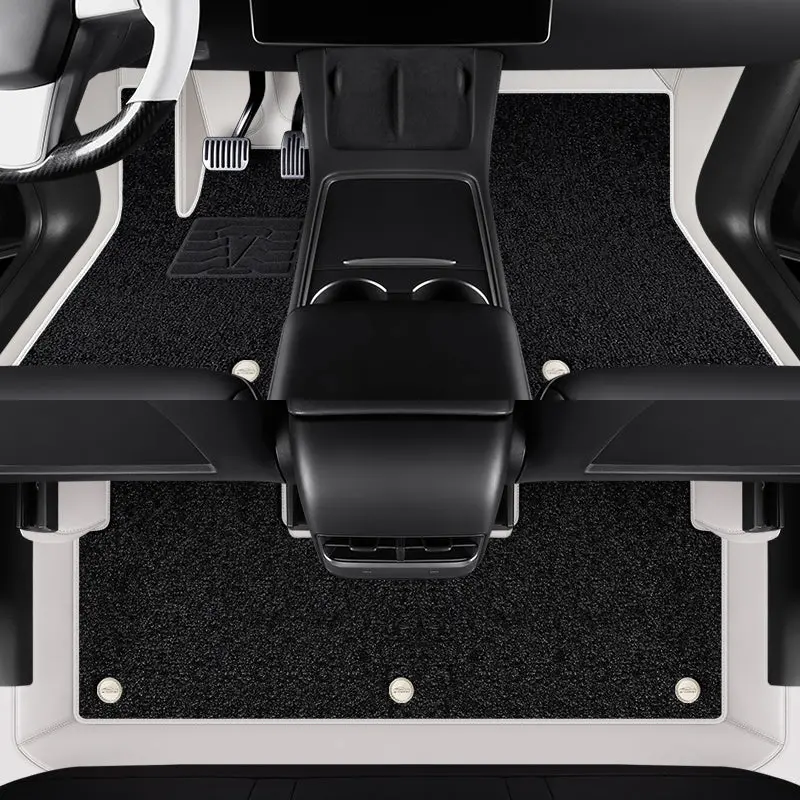 All-Round White Leather Floor Mats For Tesla Model 3 Highland / Y 4