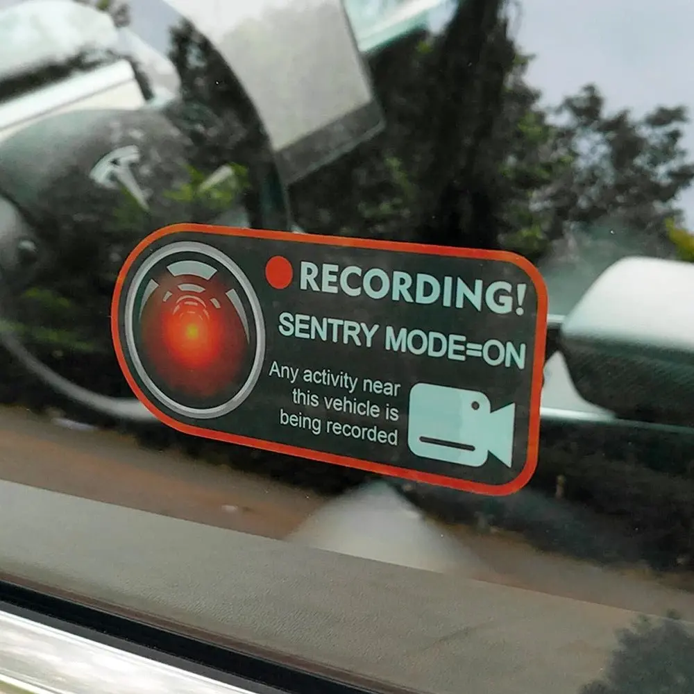 Anti-Theft Warning Sentry Mode Clings (4Pcs) For Tesla 1