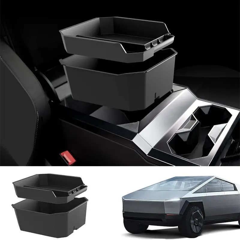 Armrest Storage Box Double Layer For Cybertruck 1