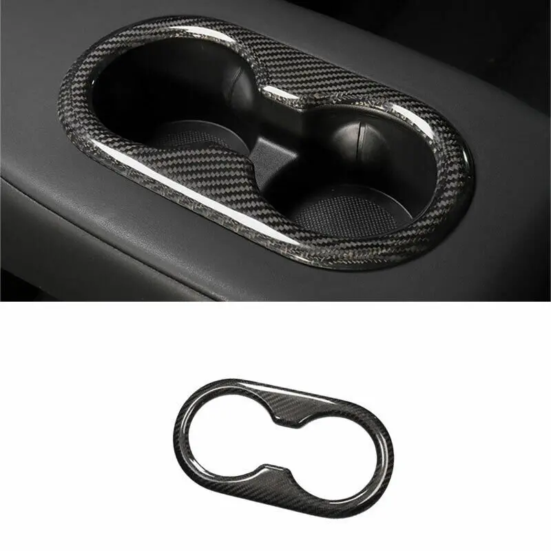 Backseat Cup Holder For Tesla Model 3 Model Y - Carbon Fiber Interior Mods 1