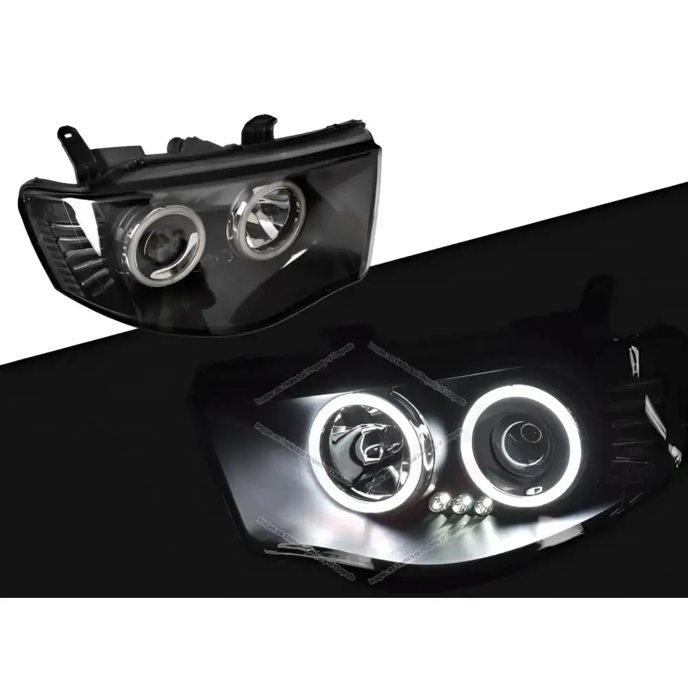 Black Led Angel Eyes Projector Headlights For Mitsubishi Triton Mn Ml 2006~2015 1