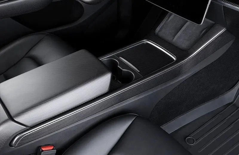 Real Dry Carbon Fiber Center Console Trim Panel For Model Y 2021-2025.03 1