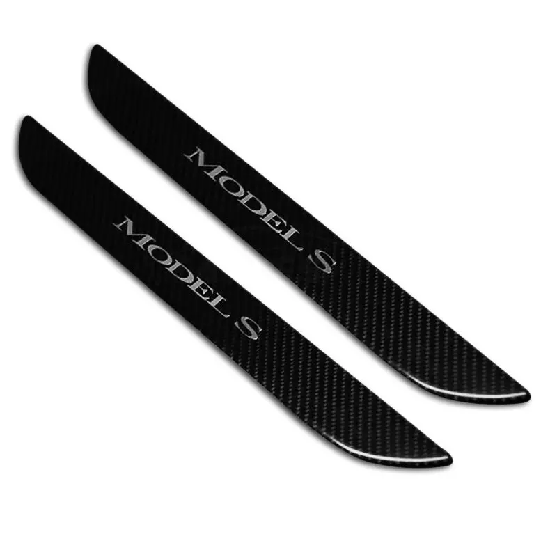 Carbon Fiber Textured Front Door Sill Protector For Tesla Model S 2016-2018 1