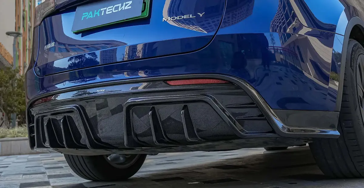 Paktechz Carbon Fiber Rear Diffuser For Tesla Model Y 1