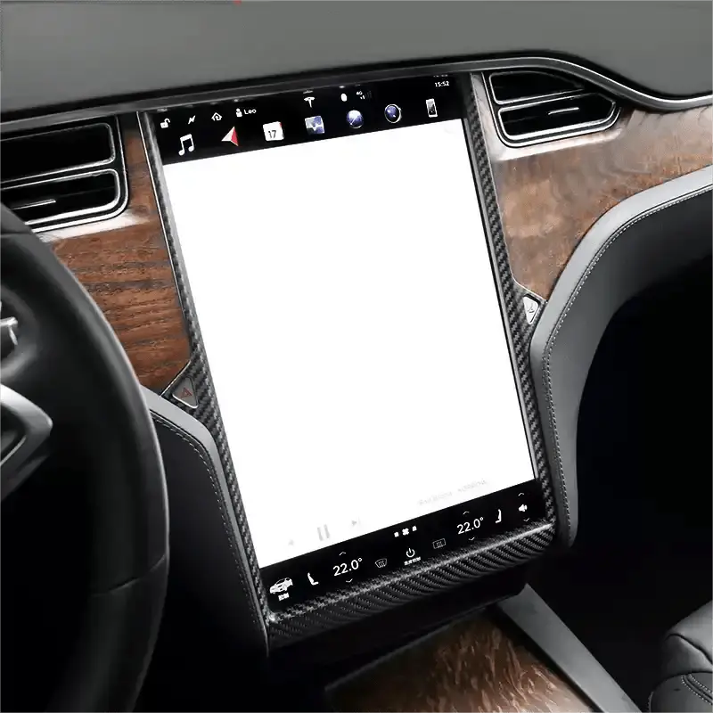 Center Display Frame Dry Carbon Fiber Overlay For Model S/X 2014-2020 1