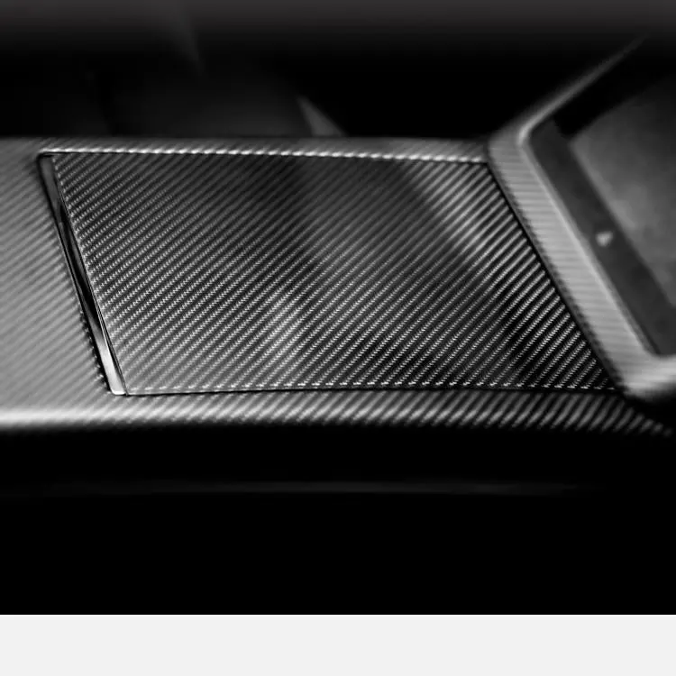 Center Panel Storage Box Dry Carbon Fiber Overlay For Model S/X 2021+ 1