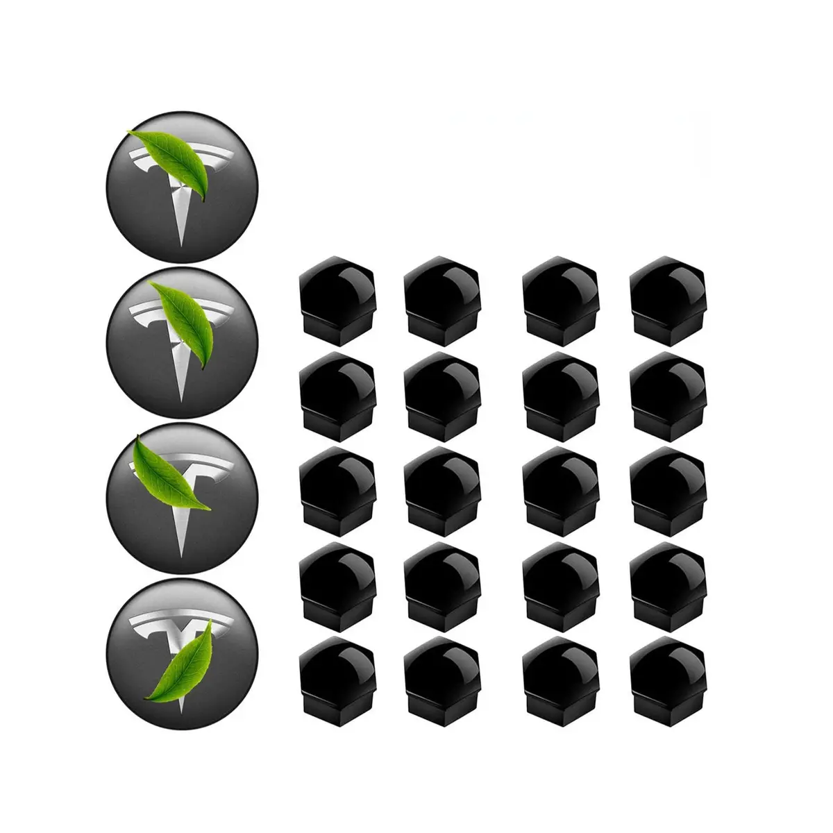 Wheel Center Cap Kit With Puller For Model 3/Y/S/X | 4 Hub Caps + 20 Lug Nut Covers 1