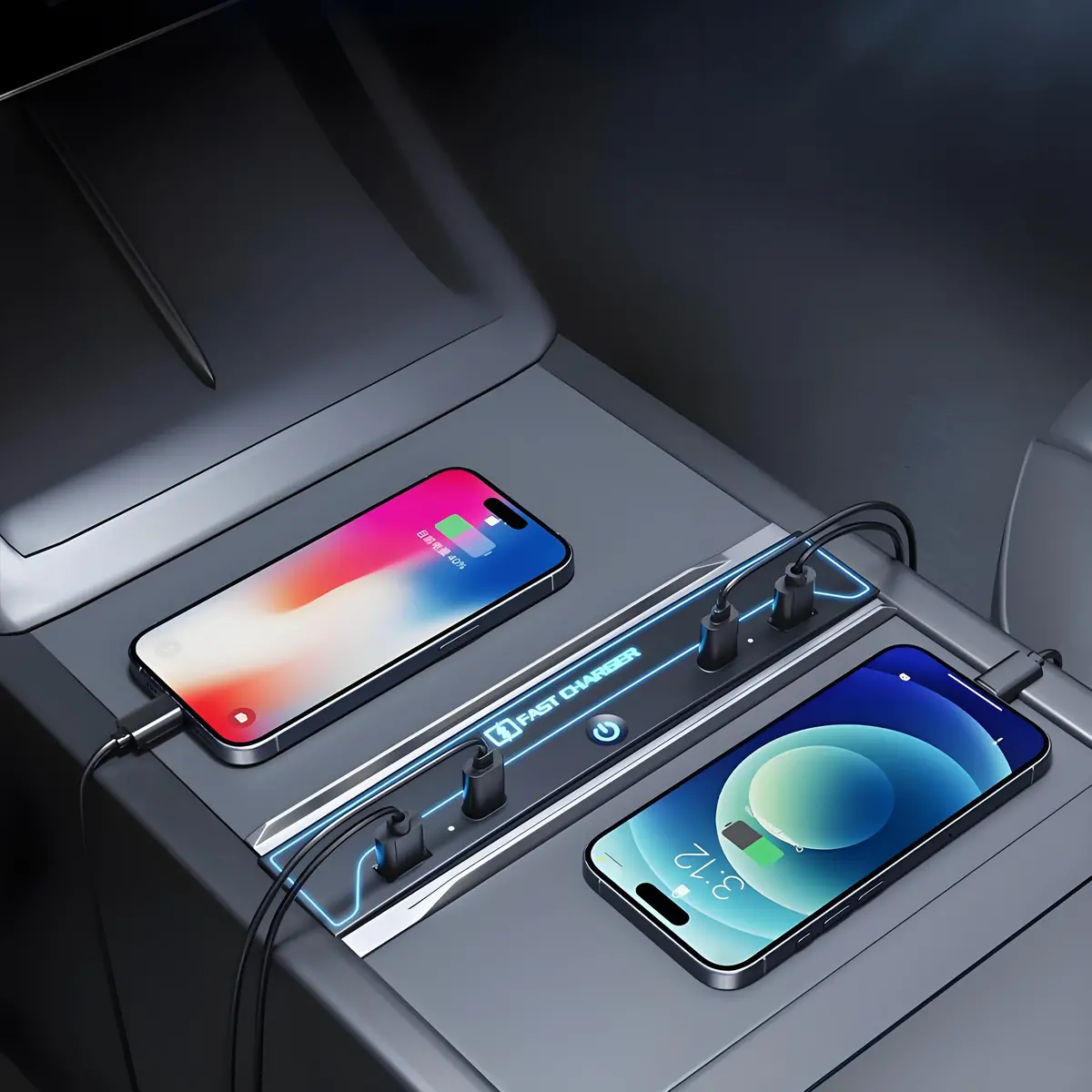 Usb Hub For Model 3 Highland & Model Y Juniper | 7-Mode Ambient Light | Fast Charging 2