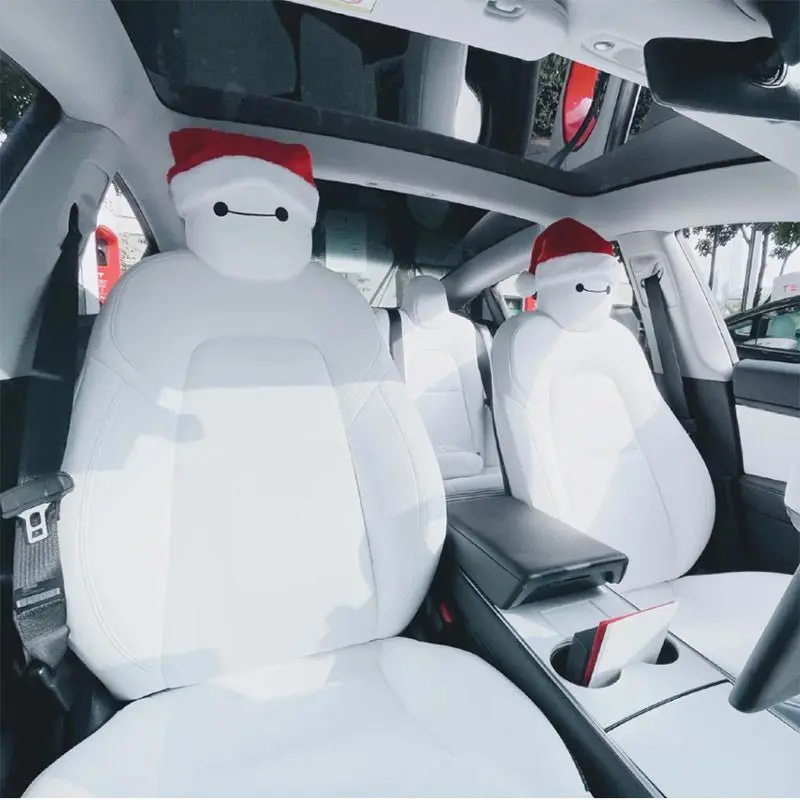 Christmas Hat Headrest (2 Hats With 2 Pair Of Eyes For Front And Rear Seat)For Tesla Model 3/S/Y/X 1
